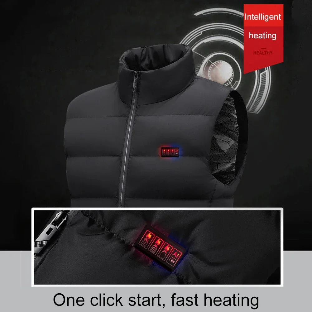 23/9 Heated Zones Vest Electric Heated Jacket Washable Men's Winter Jacket USB Heating Vest Thermal Clothing For Camping S-7XL