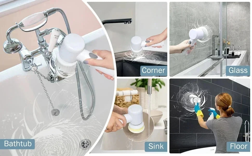 Xiaomi MIJIA Electric Scrubber Spin Cleaning Brush Power Scrubber With 5Replaceable Brush Heads Electric Cleaning Brush Bathroom