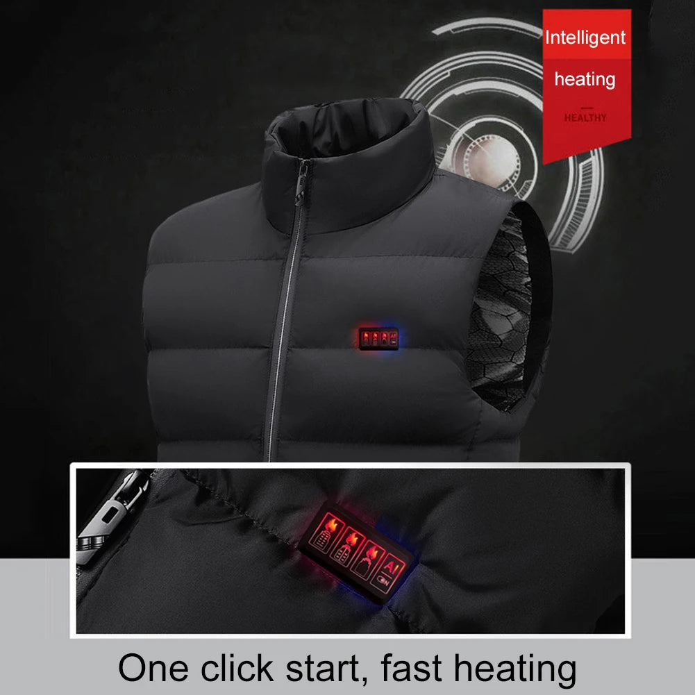 23/9 Heated Zones Vest Electric Heated Jacket Washable Men's Winter Jacket USB Heating Vest Thermal Clothing For Camping S-7XL