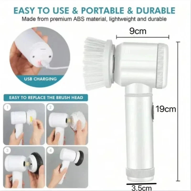 Xiaomi MIJIA Electric Scrubber Spin Cleaning Brush Power Scrubber With 5Replaceable Brush Heads Electric Cleaning Brush Bathroom