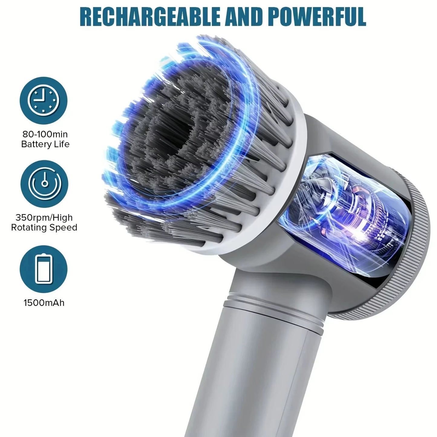 Xiaomi MIJIA Electric Scrubber Spin Cleaning Brush Power Scrubber With 5Replaceable Brush Heads Electric Cleaning Brush Bathroom